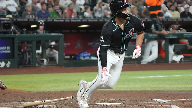 Arizona Diamondbacks outfielder Alek Thomas (5) in the first inning during a baseball game...