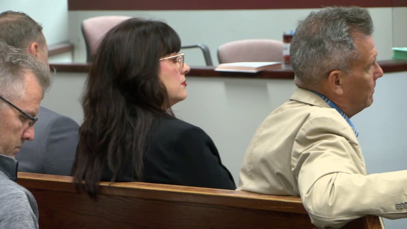 Sen. Wadsack spoke to reporters alongside her attorney Brad Miller outside the Tucson City...