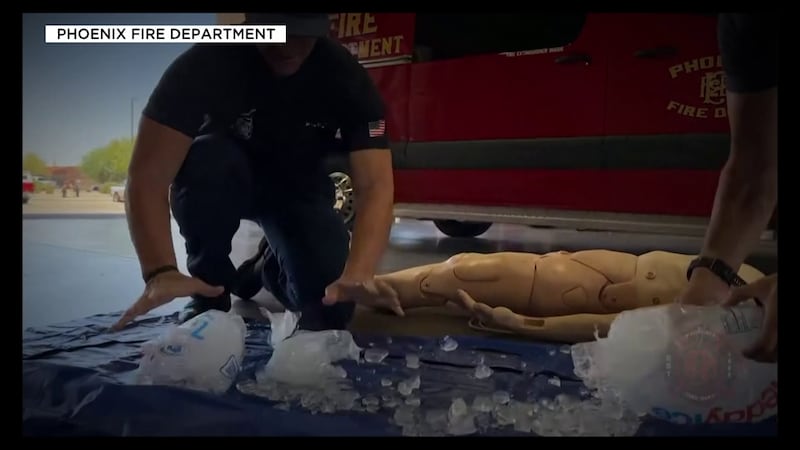 Crews will put both ice and the patient inside a blue bag.