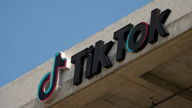 FILE - The TikTok logo is seen on their building in Culver City, Calif., March 11, 2024.