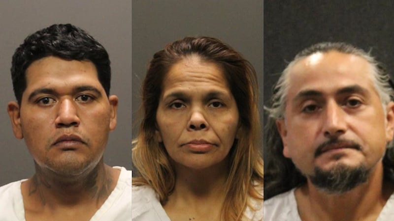 From left to right: Abril Francisco, Gloria Ortiz, David Rivera. The three defendants were...
