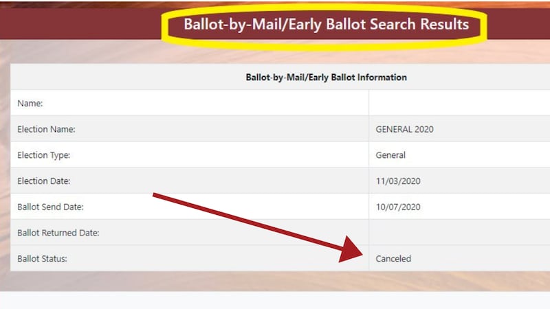 FILE - Screenshot showing a ballot was canceled.