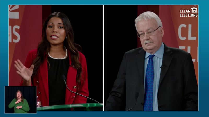 Democratic state Rep. Analise Ortiz, left, and State Sen. John Kavanagh, a Republican, right,...