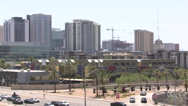 View of downtown Phoenix Arizona atop of the interstate 10 looking south.