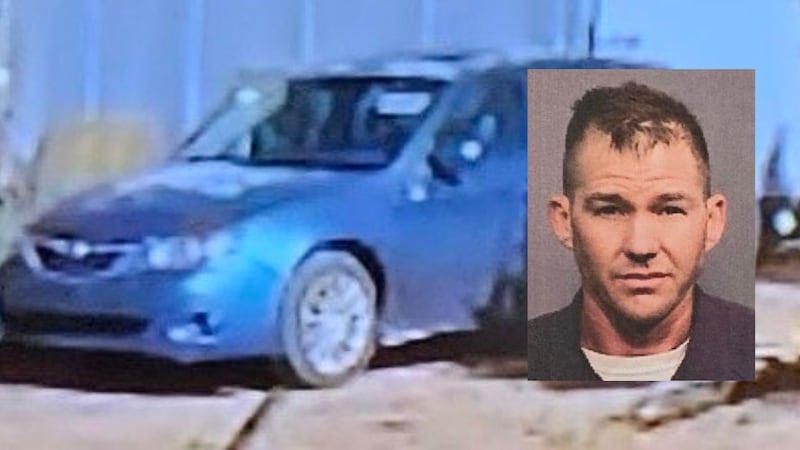 Police say 36-year-old Justin Wayne Hill of Ash Fork is driving a blue 2009 Subaru Impreza.