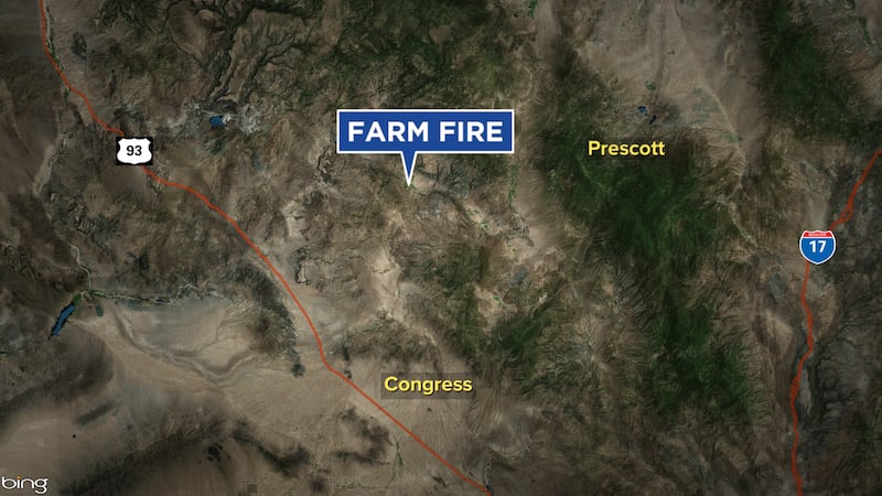 The fire is burning one mile north of Yava and five miles north of Hillside.
