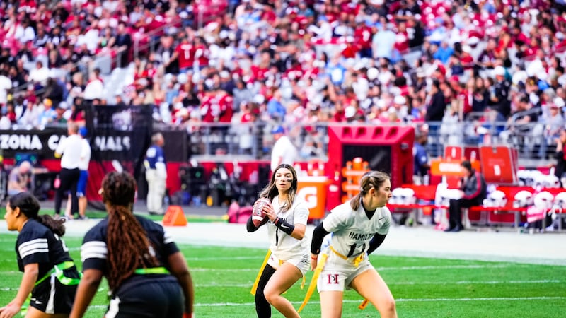 Girls flag football halftime during the 2022 regular season game between the Arizona Cardinals...