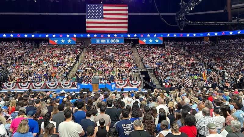 Thousands packed Desert Diamond Arena in Glendale for the rally.