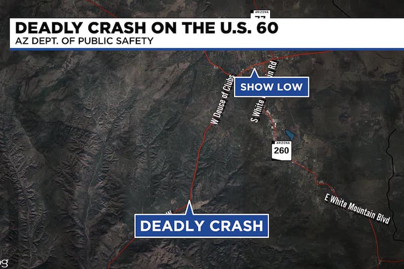 The crash involved a semi-truck and happened south of Show Low.