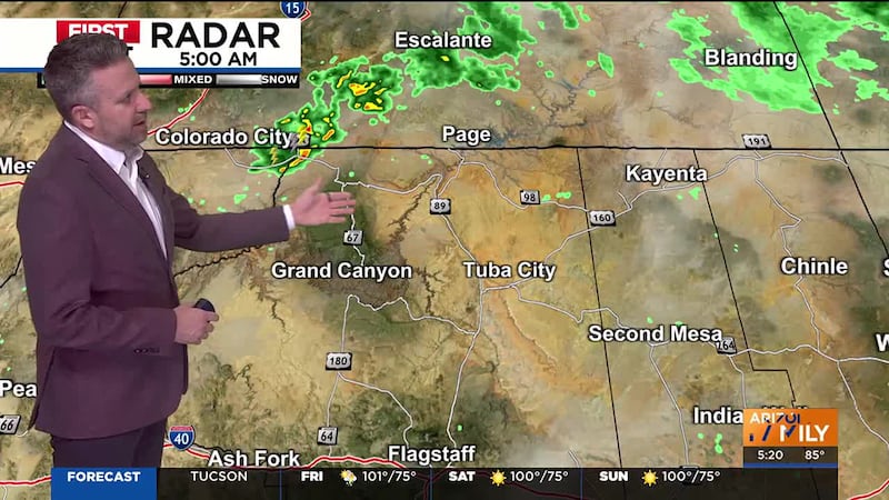 Storm chances continue mostly in the higher elevations of northern and eastern Arizona today.