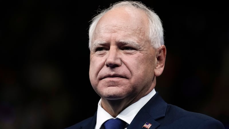 FILE - Minnesota Gov. Tim Walz, the running mate of Democratic presidential nominee Vice...