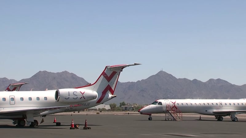 JSX planes sitting on the tarmac at Scottsdale airport (KSCF).