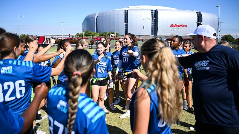 The Arizona Cardinals host an NFL Flag College Showcase for local girls flag football players...