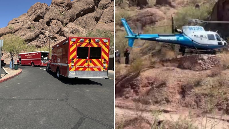 A woman was flown to a waiting ambulance after being rescued from Camelback Mountain early...